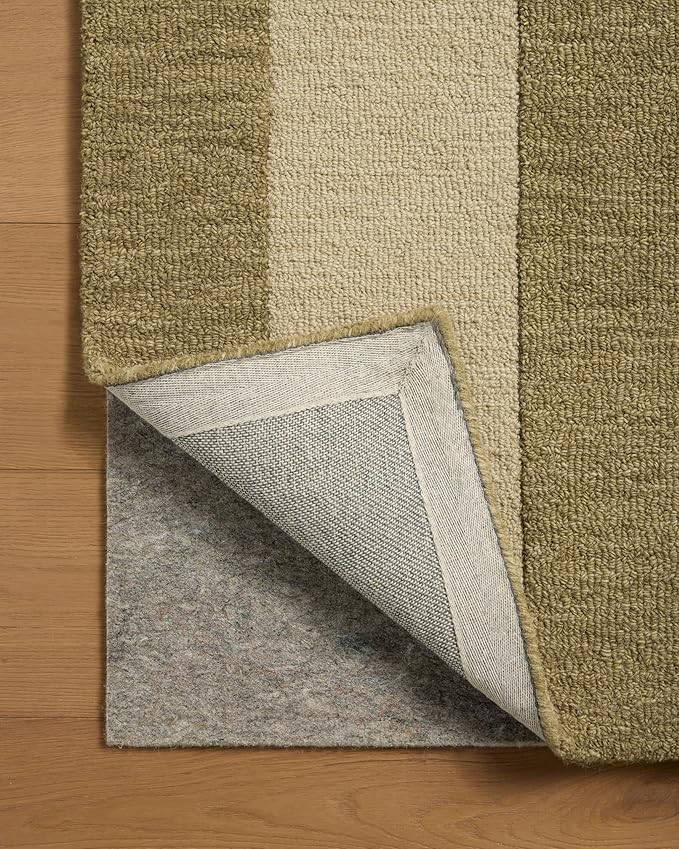 Loloi Leanne Ford Craven Collection CVN-01 Light Olive/Oatmeal 5'-0" x 7'-6" Area Rug Geometrical, Patterned, Neutral, Living Room, Bedroom, Dining Room