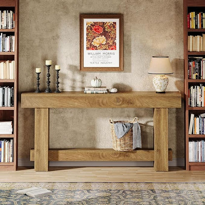 Tribesigns 70.9" Entryway Console Table, Extra Long Wooden Farmhouse Sofa Table Behind Couch, Modern Rustic Foyer Stand with Thick Legs for Hallway, Living Room, Wood Grain Finish
