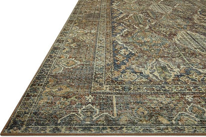 Loloi Magnolia Home by Joanna Gaines Banks Collection BAN-05 Spice/Blue 8'-6" x 11'-6", .13" Pile Height, Machine Washable, Area Rug