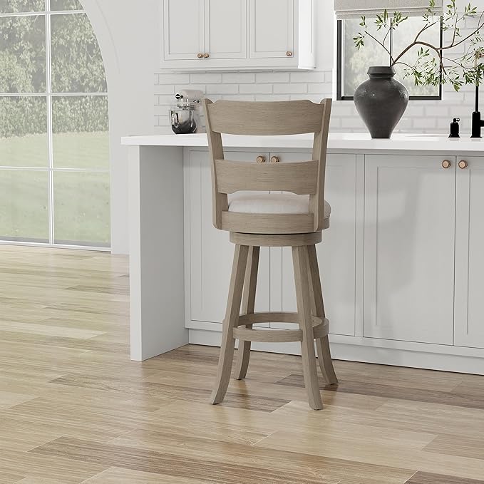 Hillsdale Arborwood Wood Bar Height Swivel Stool, Aged Greige
