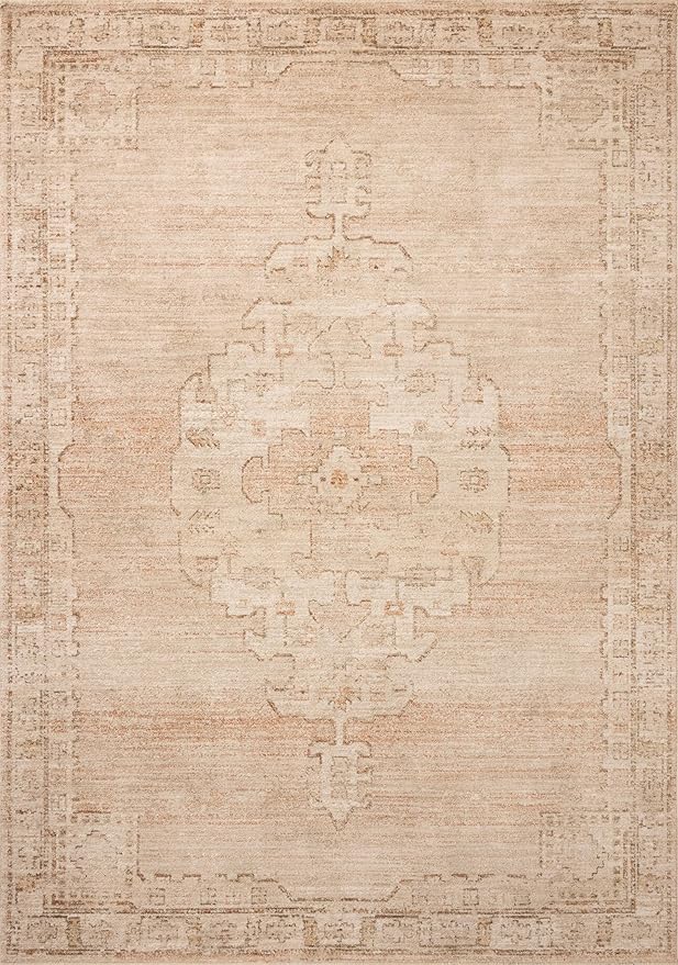 Loloi Chris Loves Julia Palma Collection PLM-02 Spice/Natural 3'-6" x 5'-6" Accent Rug Vintage Style Boho Living Room Bedroom Carpet