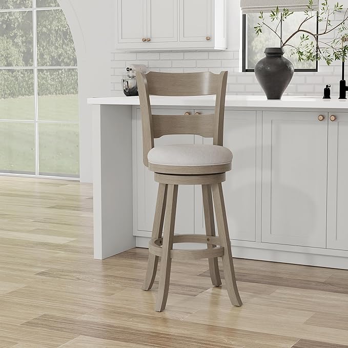 Hillsdale Arborwood Wood Bar Height Swivel Stool, Aged Greige