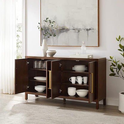 Crosley Furniture Darcy Modern Sideboard Buffet Cabinet with Storage Shelves, Living Room, Kitchen, Dining, Dark Brown