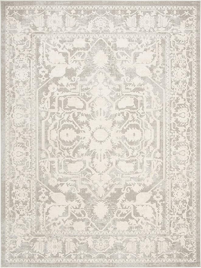 SAFAVIEH Area Rug 8x10 - Reflection Collection - Large - Light Grey & Cream, Non-Shedding & Easy Cleaning, Ideal for Living Room, Bedroom, Dining Space (RFT665C)