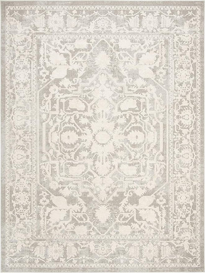 SAFAVIEH Area Rug 8x10 - Reflection Collection - Large - Light Grey & Cream, Non-Shedding & Easy Cleaning, Ideal for Living Room, Bedroom, Dining Space (RFT665C)