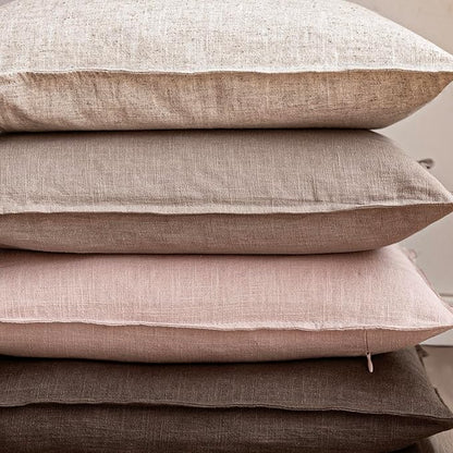 Foindtower Pack of 2, Decorative Linen Solid Throw Pillow Covers Soft Accent Cushion Case Boho Farmhouse Pillowcase for Chair Couch Sofa Bedroom Living Room Home Decor 18 x 18 Inch Light Pink