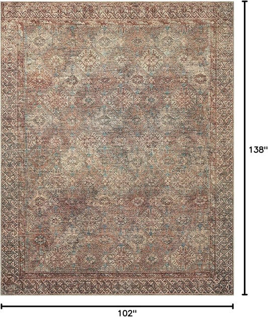 Loloi Amber Lewis Billie Collection BIL-04 Aqua/Rust 8'-6" x 11'-6", 0.19" Thick Area Rug