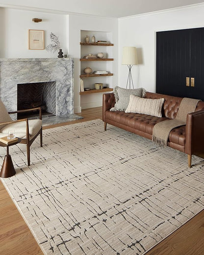 Loloi Darby Collection DAR-06 Sand/Dk. Grey 6'-7" x 9'-3" Area Rug