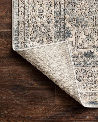 Loloi Teagan Collection TEA-04 Sky/Natural 2'-8" x 7'-6" Runner Rug, Large, Soft Neutral Rug, High-Traffic for Living Room, Bedroom, Home Office, Dining Area