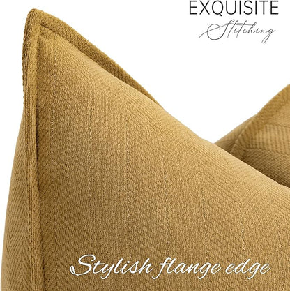 ZWJD Mustard Yellow Throw Pillow Covers 26x26 Set of 2 Chenille Pillow Covers with Elegant Design Soft and Luxurious Decorative Throw Pillows for Couch, Bed, and Home Decor