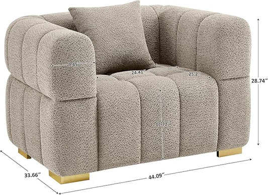 VANOMi 44.09”Oversized Accent Chair, Boucle Arm Chair with Deep Seat, Comfy Reading Chair for Living Room, Bedroom, Office, Apartment, Camel (1 Piece)