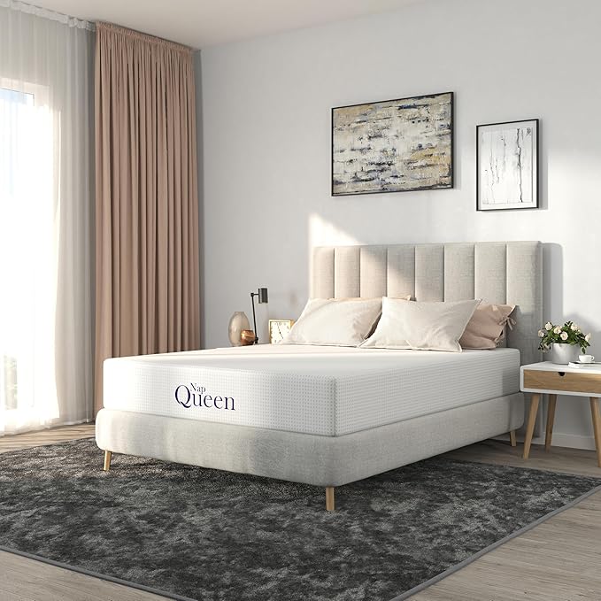 NapQueen Full Mattress, 14 Inch Charcoal Memory Foam Mattress, Full Bed Mattress in a Box, CertiPUR-US Certified, Medium Firm, Breathable Soft Fabric Cover