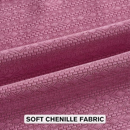FUTEI Hot Pink Chenille Throw Pillow Covers 26x26 Inch Set of 2,Soft Striped & Diamond Textured Euro Pillow Shams,Modern Home Decor for Couch Living Room