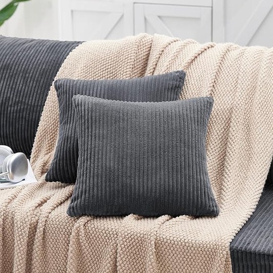 KINGYES Small Pillows Set of 2 for Sofa, Cloud Couch Small Cushions for Indoor Furniture, Gray