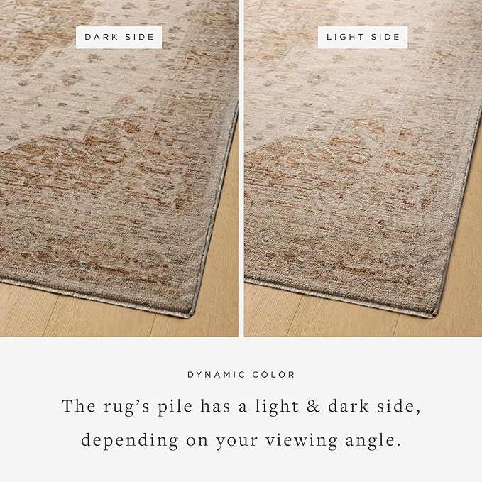 Loloi Magnolia Home by Joanna Gaines Junie Collection JUE-04 Natural/Clay 3'-11" x 5'-7", .38" Pile Height, Accent Rug