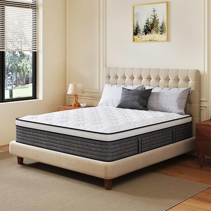 CH CHARME HOUSE Twin Mattress, 10 Inch Twin Size Hybrid in a Box, Medium Feel Foam and Individual Pocket Springs, Fiberglass Free Bed, Extra Edge Support, Pressure Relief, CertiPUR-US