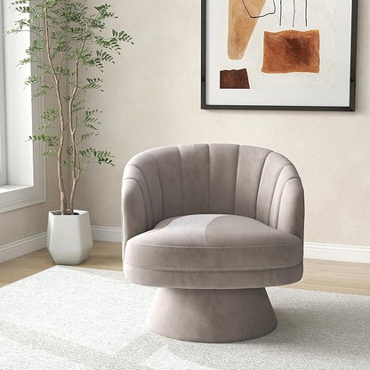 Swivel Accent Chair Set of 2,Upholstered Velvet 360° Swivel Barrel Chair for Living Room Overstuffed Bouncle Reading Chair Round Armchair for Bedroom,Vanity,Office (Grey)