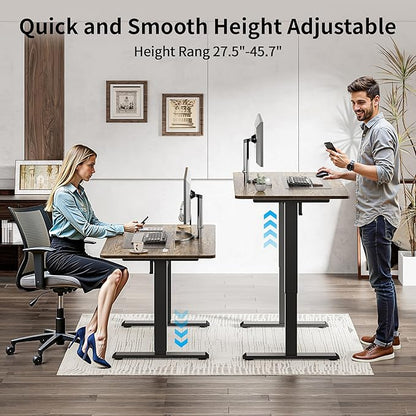 BIZUM 40x24 Inch Electric Standing Desk with Memory Presets, Quiet Motor Height Adjustable Stand Up Desk for Home Office & Gaming, Ergonomic Sit Stand Workstation, Rustic Brown