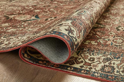 Loloi Magnolia Home by Joanna Gaines Banks Collection BAN-04 Brick/Ivory 2'-6" x 9'-6", .13" Pile Height, Machine Washable, Runner Rug