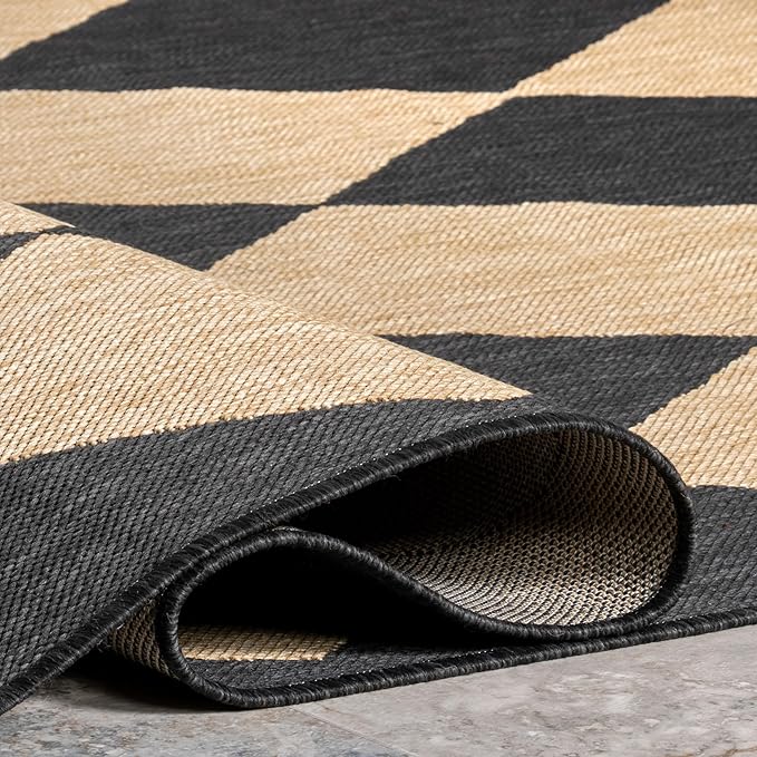 nuLOOM 2' x 3' Outdoor Performance Area Rug, Stain Resistant, Weather Resistant, High Traffic, Patio, Balcony, Outside, Sabina Dark Grey