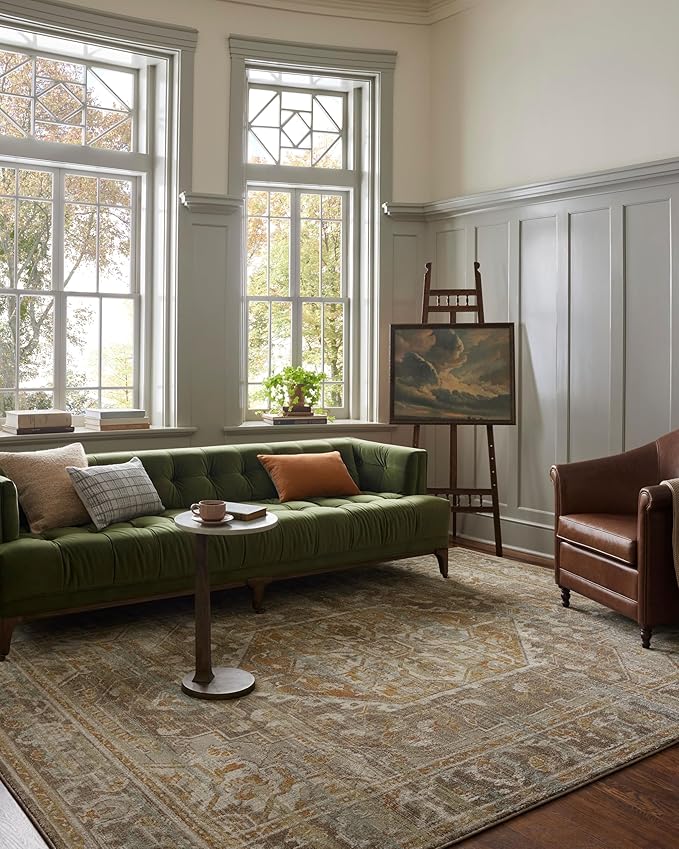 Loloi Magnolia Home by Joanna Gaines Mona Collection MOA-01 BARK/Sunrise 2'-6" x 4'-0" Accent Rug
