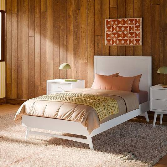 Babyletto Palma Twin Bed for Kids - Sturdy Wood Twin Bed Frames with Headboard - Modern Design & Low Height for Safety - Perfect for Kids Bedrooms/Guest Rooms/Small Home
