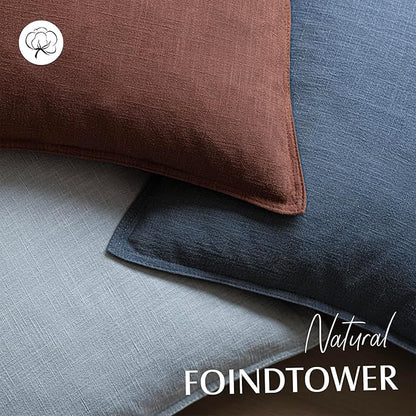 Foindtower Pack of 2, Decorative Linen Soild Throw Pillow Covers Soft Accent Euro Cushion Case Boho Farmhouse Pillowcase for Chair Couch Sofa Bedroom Living Room Home Decor 26 x 26 Inch Rust Red