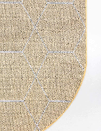 Unique Loom Trellis Frieze Collection Area Rug - Geometric (7' 10" x 10' Oval, Yellow/ Ivory)