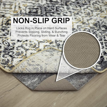 Mohawk Home 2' x 12' Non Slip Rug Pad Gripper 1/2 Thick Dual Surface Felt + Rubber Gripper - Safe for All Floors