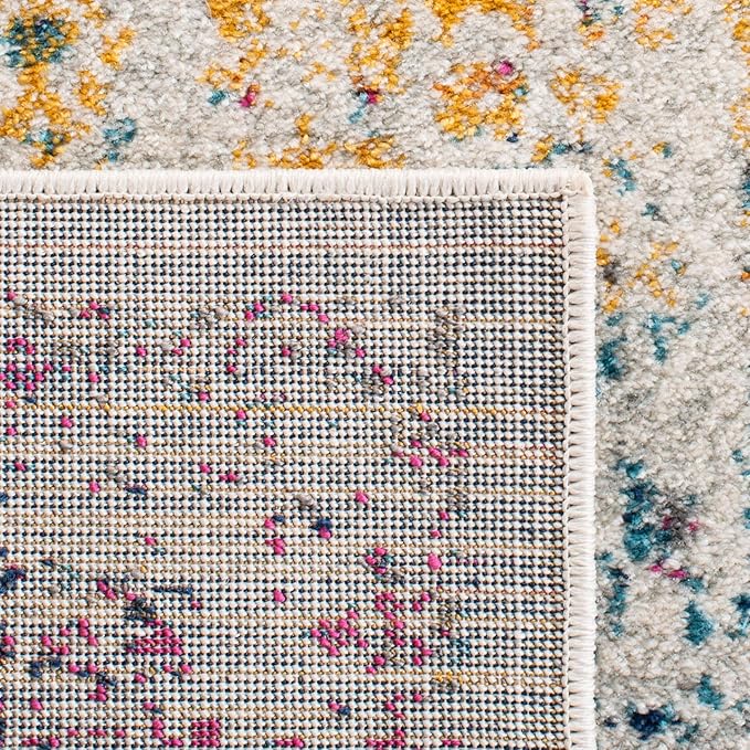 SAFAVIEH Evoke Collection Runner Rug - 2'2" x 7', Ivory & Fuchsia, Distressed Design, Non-Shedding & Easy to Clean, Ideal for Foyer, Bedroom, Kitchen, Hallway (EVK256Q)