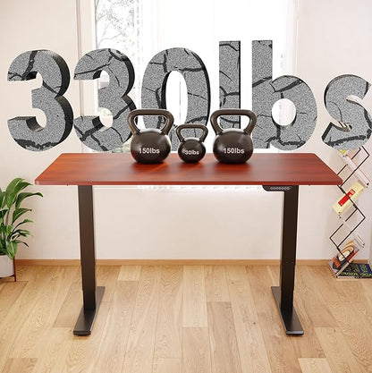 FLEXISPOT E6 MAX Dual Motor 3-Stage 48x30 Inch Heavy Duty Standing Desk, 330lbs Weight Capacity, Height Adjustable Desk w/Cable Management & Wheels (Seamless Mahogany Desktop + Black Frame)