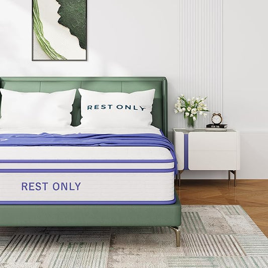 King Size Mattress 10 Inch, Rest Only King Mattress in a Box, Memory Foam & Individually Wrapped Coils Pocket Spring for Motion Isolation and Pressure Relief, Medium Firm