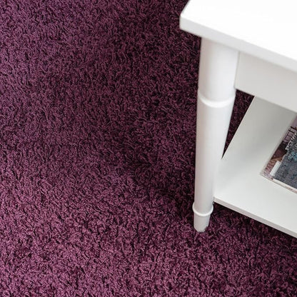 Unique Loom Solid Shag Collection Area Rug (6' 1" Round, Eggplant Purple)