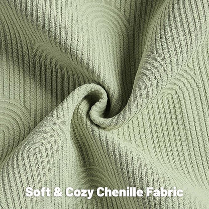 FUTEI Sage Green Chenille Decorative Throw Pillow Covers 22x22 Inch Set of 2,Soft Cozy Striped Geometric Patterns Cushion Case,Modern Home Decor for Couch Bed Living Room