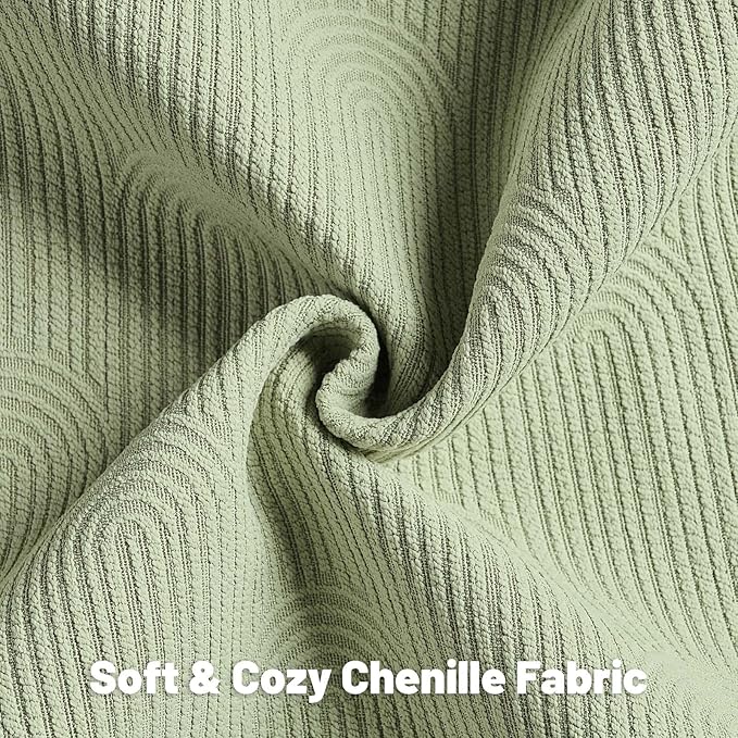 FUTEI Sage Green Chenille Decorative Throw Pillow Covers 26x26 Inch Set of 2,Soft Cozy Striped Geometric Patterns Euro Pillow Sham,Modern Home Decor for Couch Bed Living Room