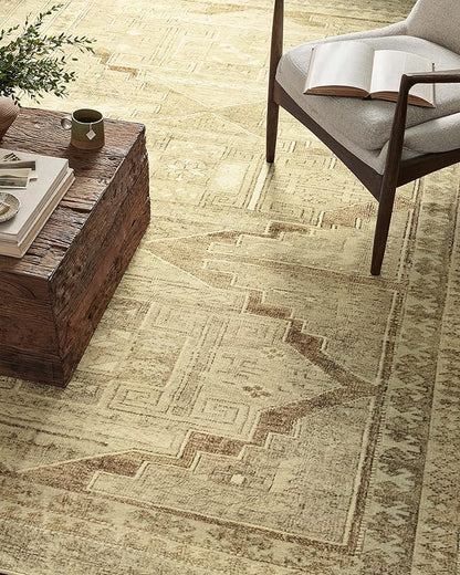 Loloi Magnolia Home by Joanna Gaines Sinclair Collection SIN-02 Khaki/Tobacco 2'-3" x 3'-9", .25" Pile Height, Machine Washable, Accent Rug