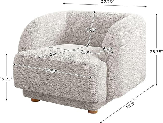 VANOMi Oversized Living Room Chair, Modern Comfy Accent Barrel Chairs, Single Sofa Chair with Wood Legs, Upholstered Armchair for Bedroom, Office, Waiting Room (Camel)