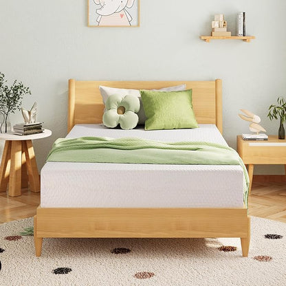 EGOHOME Twin Size Memory Foam Mattress, 10 Inch Bed Mattress in A Box with Cooling Green Tea Gel, Relieve Pressure with Medium Support, CertiPUR-US Certified, 75''L x 38''W, White