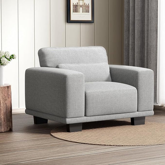 Marsail 40" Accent Chair, Modern Armchair with Deep Seats, Comfy Upholstered Reading Chairs for Bedroom, Single Sofa Chair for Living Room, Easy to Clean with Removable Covers, Grey