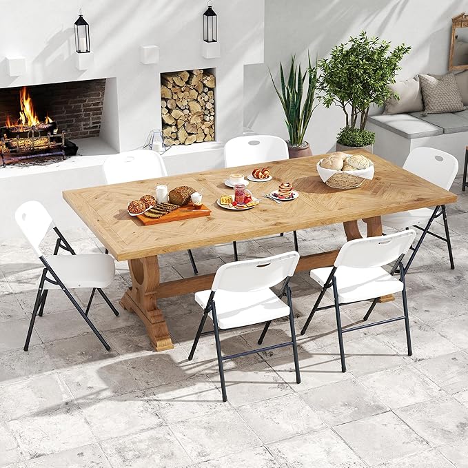 8 Pack Folding Chair, 800 Weight Limit Heavy Duty Plastic Folding Chair Portable Seating for Indoor Outdoor Events, Wedding, Party, Restaurant, Meeting Room White