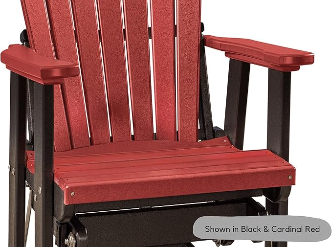 DutchCrafters Slat Fan Back Poly Adirondack Swivel Glider Outdoor Patio Chair (White & Aruba Blue)