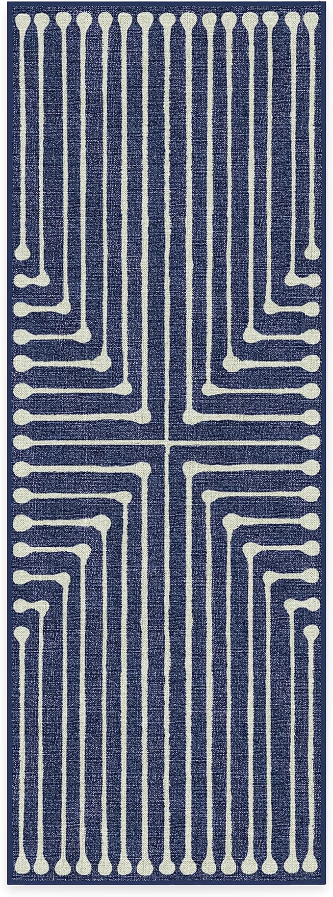 RUGGABLE x Jonathan Adler Machine Washable Modern Runner Rug – Inkdrop Lapis Blue 2.5x7, Stain-Resistant, Non-Slip – Washable Rug for Hallway, Entryway, Living Room & Kitchen–with Cushioned Pad