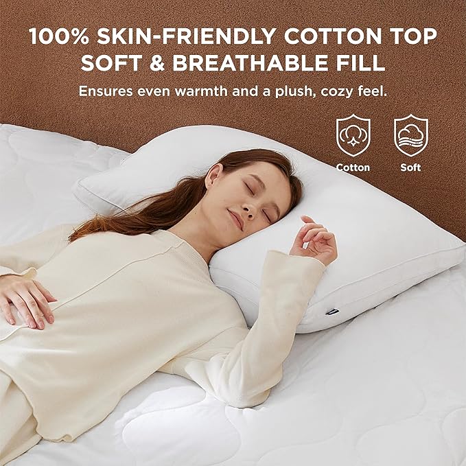Bedsure Waterproof Heated Mattress Pad Full - Cotton Bed Warmer with Memory & Preheat Functions, 10 Heat Settings & 12 Hour Shut Off, Single Controller, Electric Mattress Pad Full, 54"x75"