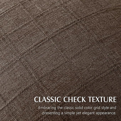 Foindtower Set of 2 Decorative Linen Check Throw Pillow Covers Neutral Farmhouse Vintage Cushion Covers Modern Boho Home Decor for Sofa Chair Couch Bedroom Living Room,18×18 Inch,Dark Brown