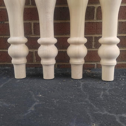 DESIGN 59 Unfinished Cottage Farmhouse Dining Table Legs- Set of 4 Turned Legs inc