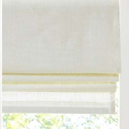Madison Park Kyler Cordless Roman Shades - Single Panel, Lightweight Linen Blend Fabric, Natural Design, Easy Installation, Light Filtering Window Blind, Bedroom, Living Room Decor 29"W x 64"H Ivory