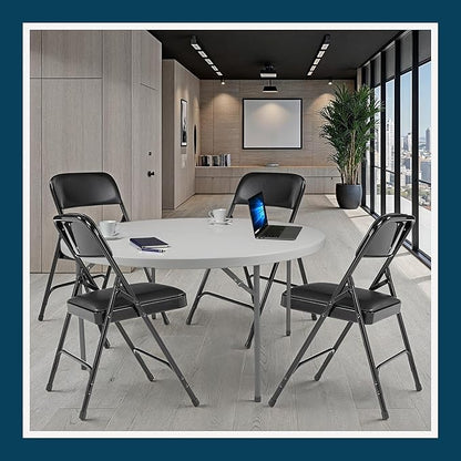 OEF Furnishings OEF1200 Series Premium Heavy Duty Vinyl Padded Folding Chairs, Commercial Grade 500 lb Capacity (4-Pack, Classic Black)