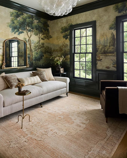 Loloi Chris Loves Julia Palma Collection PLM-02 Spice/Natural 11'-6" x 15'-7" Area Rug Vintage Style Boho Living Room Bedroom Carpet