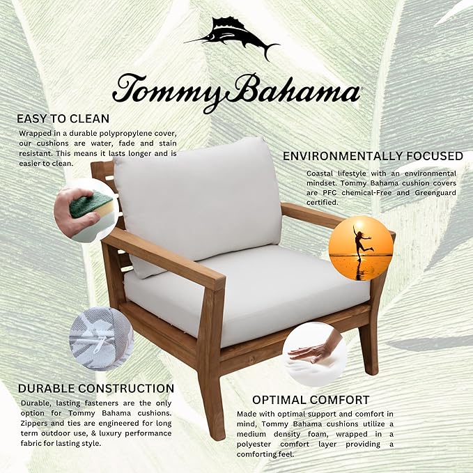 Tommy Bahama Deep Seating Lounge Cushion, 24" X 24" X 4", Bamboo Bay Bone