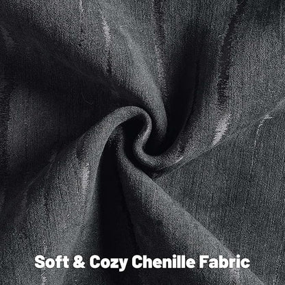 FUTEI Black Chenille Decorative Throw Pillow Covers 22x22 Inch Set of 2,Soft Embossed Striped Textured Cushion Case,Modern Home Decor for Couch Bed Living Room